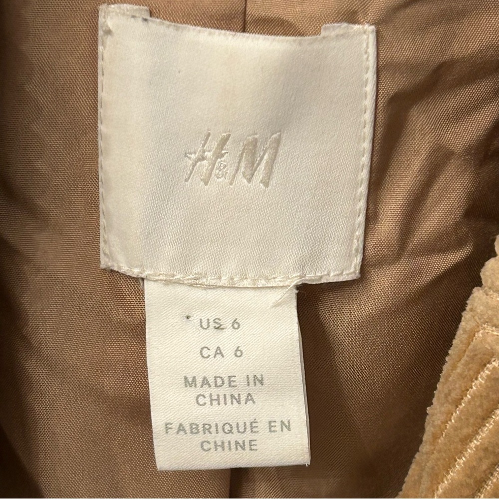 H&M Jacket Women’s Size 6 Tan Brown Corduroy Double Breasted Jacket - Picture 5 of 10